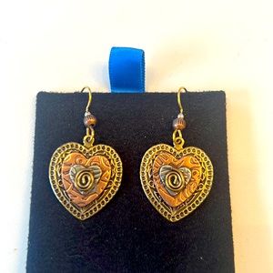 Real Rose Gold Heart shaped pierced Earrings, Beautiful, Perfect! Nice gift!